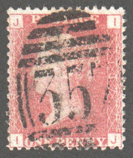 Great Britain Scott 33 Used Plate 187 - IJ - Click Image to Close